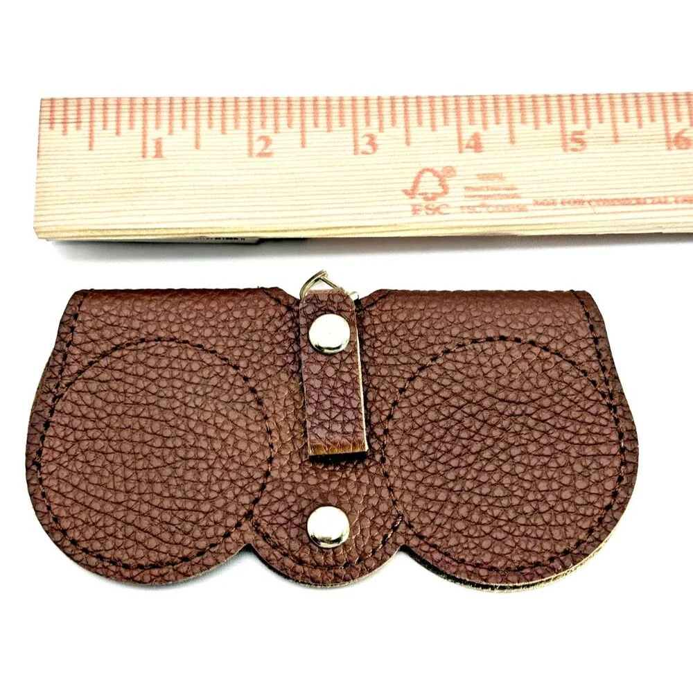 Folding Eyeglass Holder Case Compact Glasses Protector Travel Brown